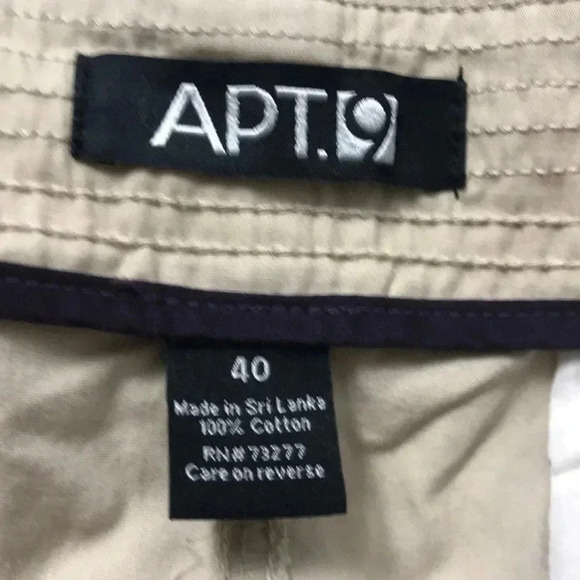 NWT APT 9 MENS SHORTS SIZE 40 100% COTTON TAN - Picture 11 of 12